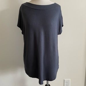 Lou & Grey Soft Relaxed Wide Neck Blouse with Cap Sleeve